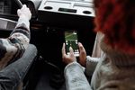 smartphone with gps map, digital globe, satellite signal, technology background